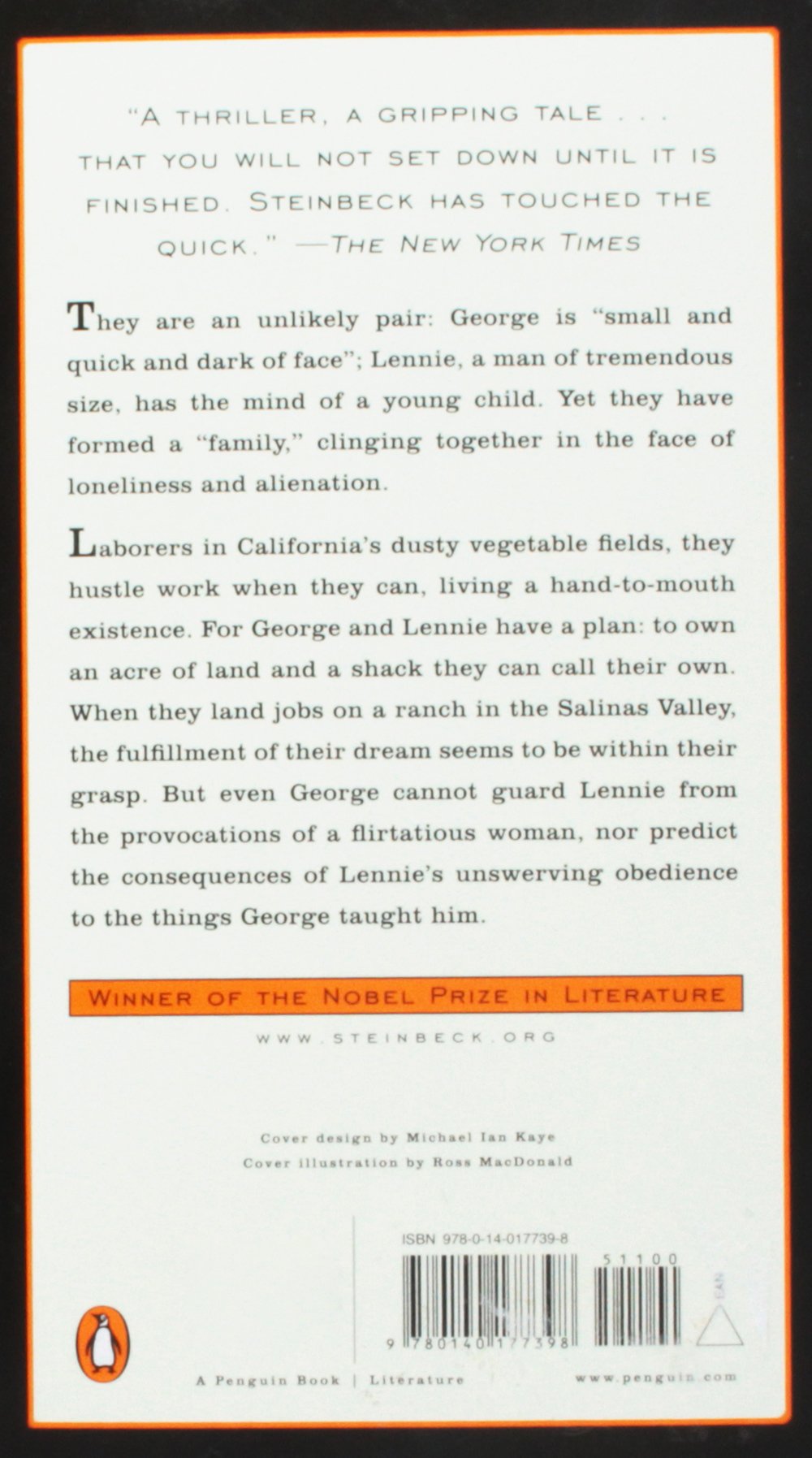 Livre Of Mice and Men - John Steinbeck (Livre d'occasion) - ISBN 0140177396
