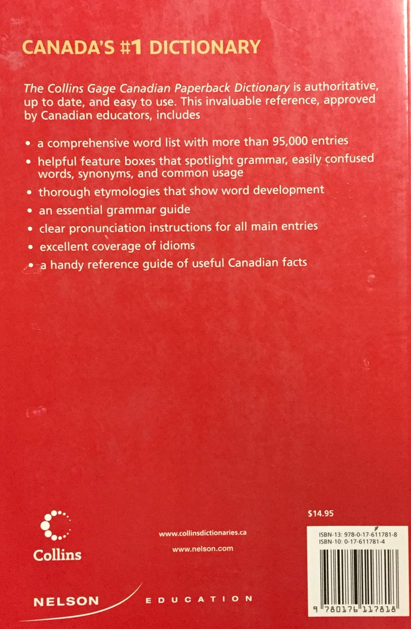 Livre Collins Gage Canadian Paperback Dictionary (Livre d'occasion) - ISBN 0176117814