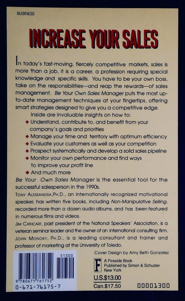 Livre Be Your Own Sales Manager: Strategies And Tactics For Managing Your Accounts, Your Territor...