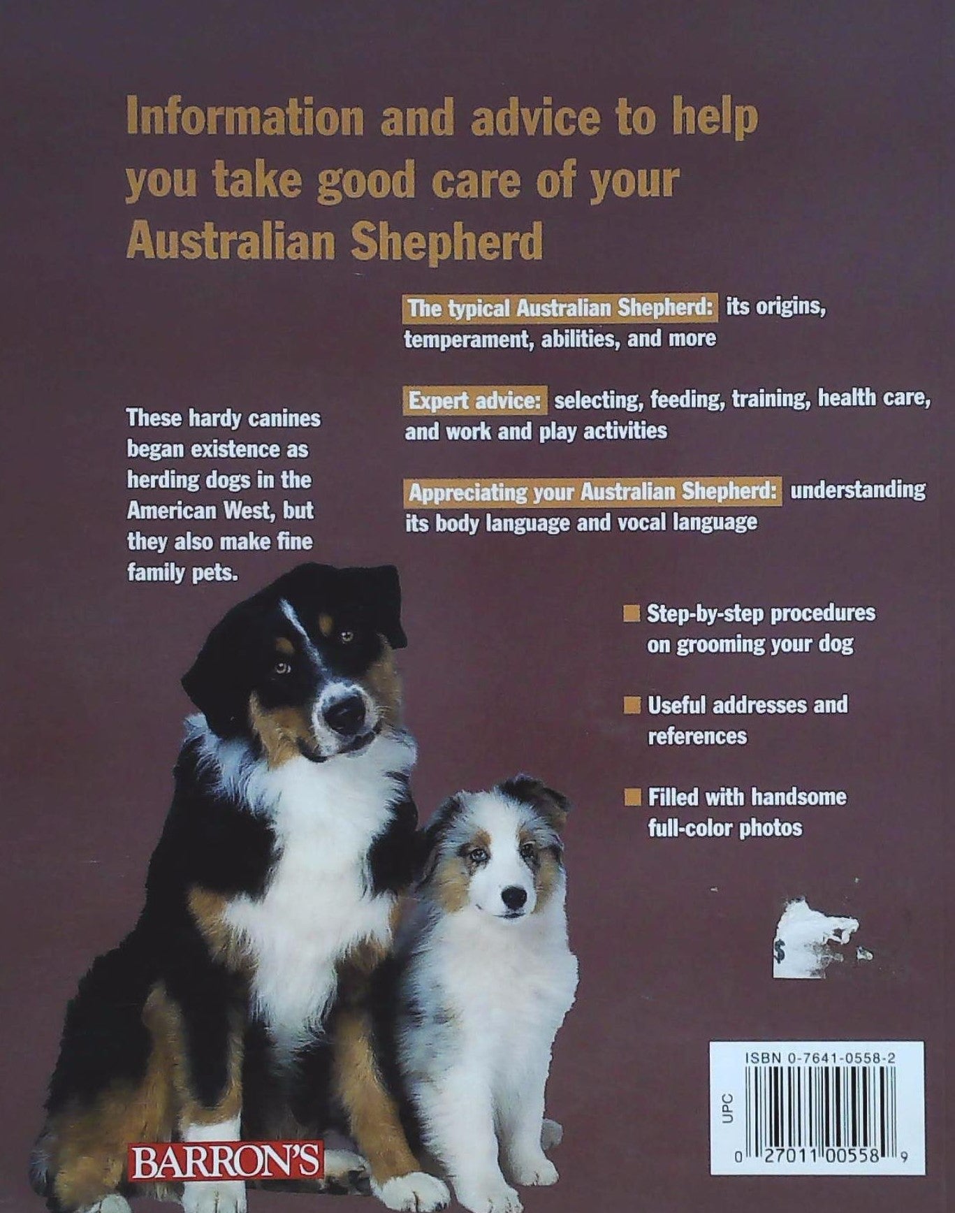 Livre Australian Shepherds : A Complet Pet Owner's Manual (Livre d'occasion) - ISBN 0764105582