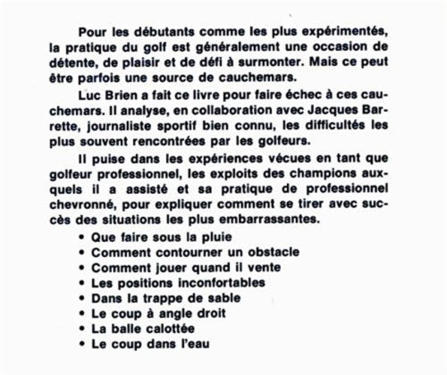Livre Comment se sortir du trou au golf - Luc Brien (Livre d'occasion) - ISBN 0775904589