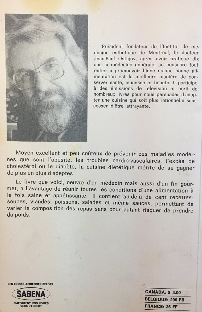 Livre Recettes pour aider à maigrir - Dr Jean-Paul Ostiguy (Livre d'occasion) - ISBN 0775904988