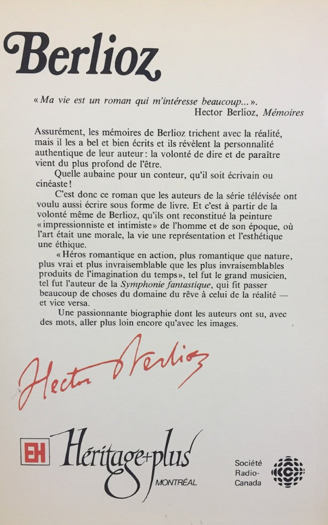 Livre Berlioz : Biographie romancée d'après la série télévisée - François Boyer (Livre d'occasion...