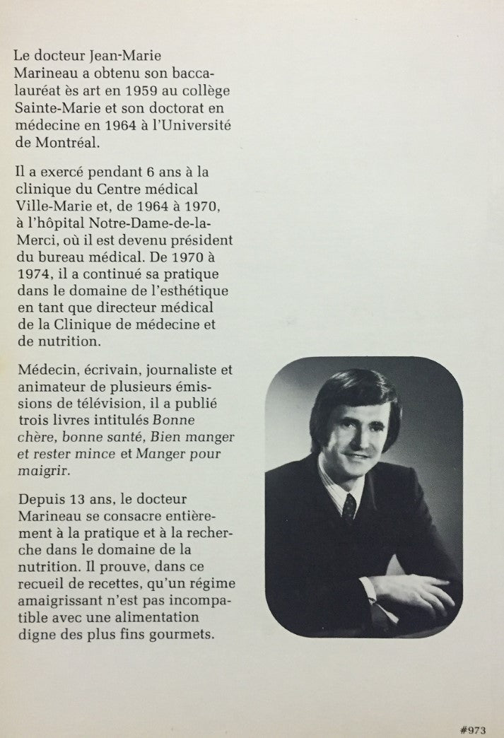 Livre Recettes de gourmets pour maigrir, seul ou avec l'aide de votre médecin - Dr Jean-Marie Mar...