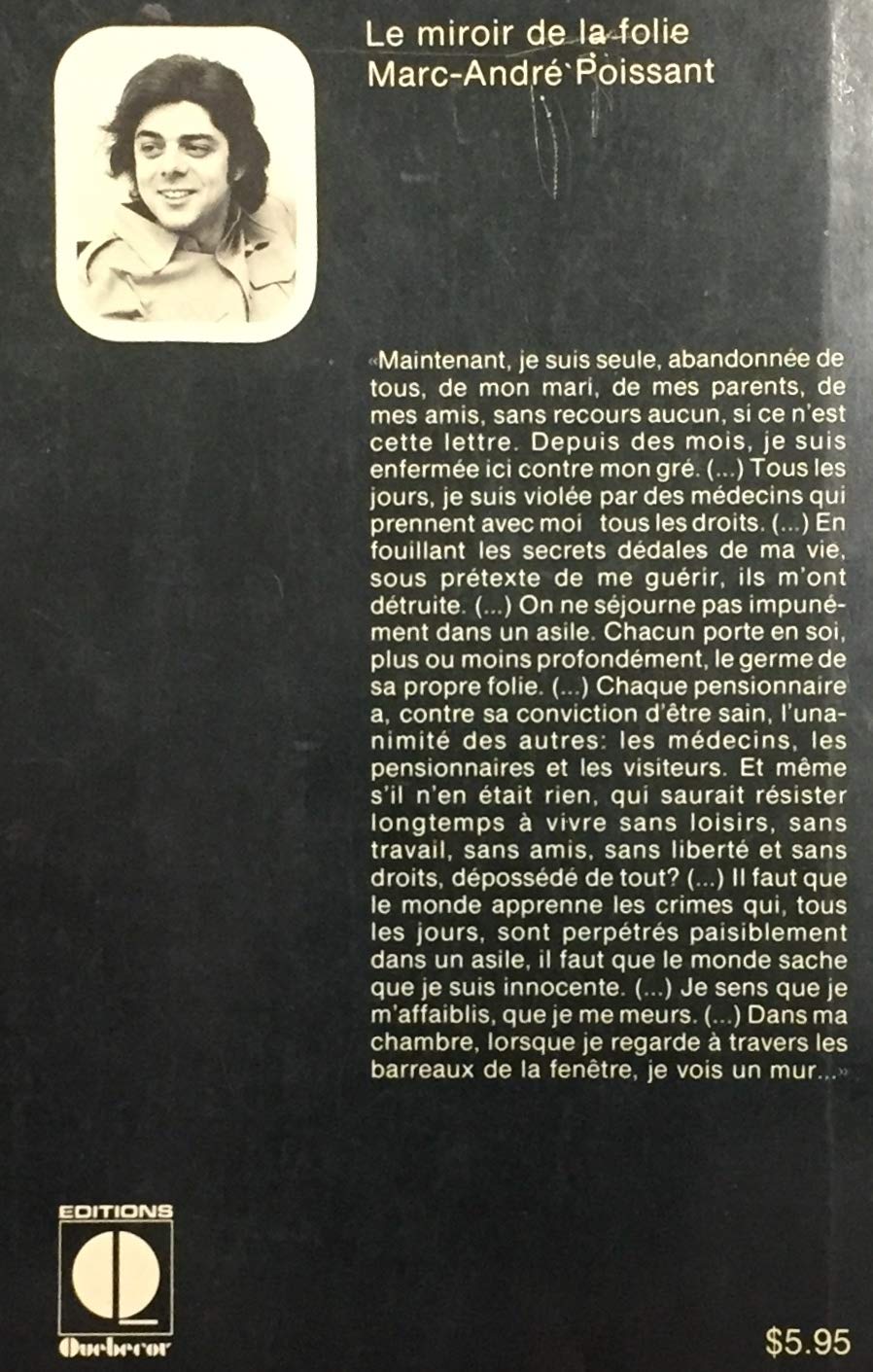 Livre Le miroir de la folie - Marc-André Poissant (Livre d'occasion) - ISBN 0886170133