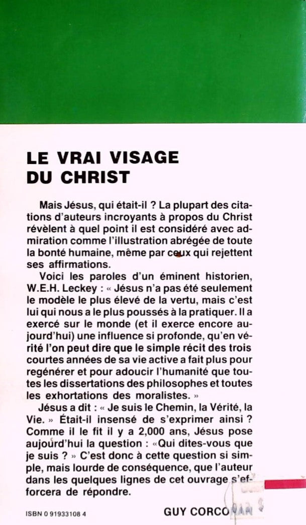 Livre Le vrai visage du Christ - Jacques Paquette (Livre d'occasion) - ISBN 0919331084