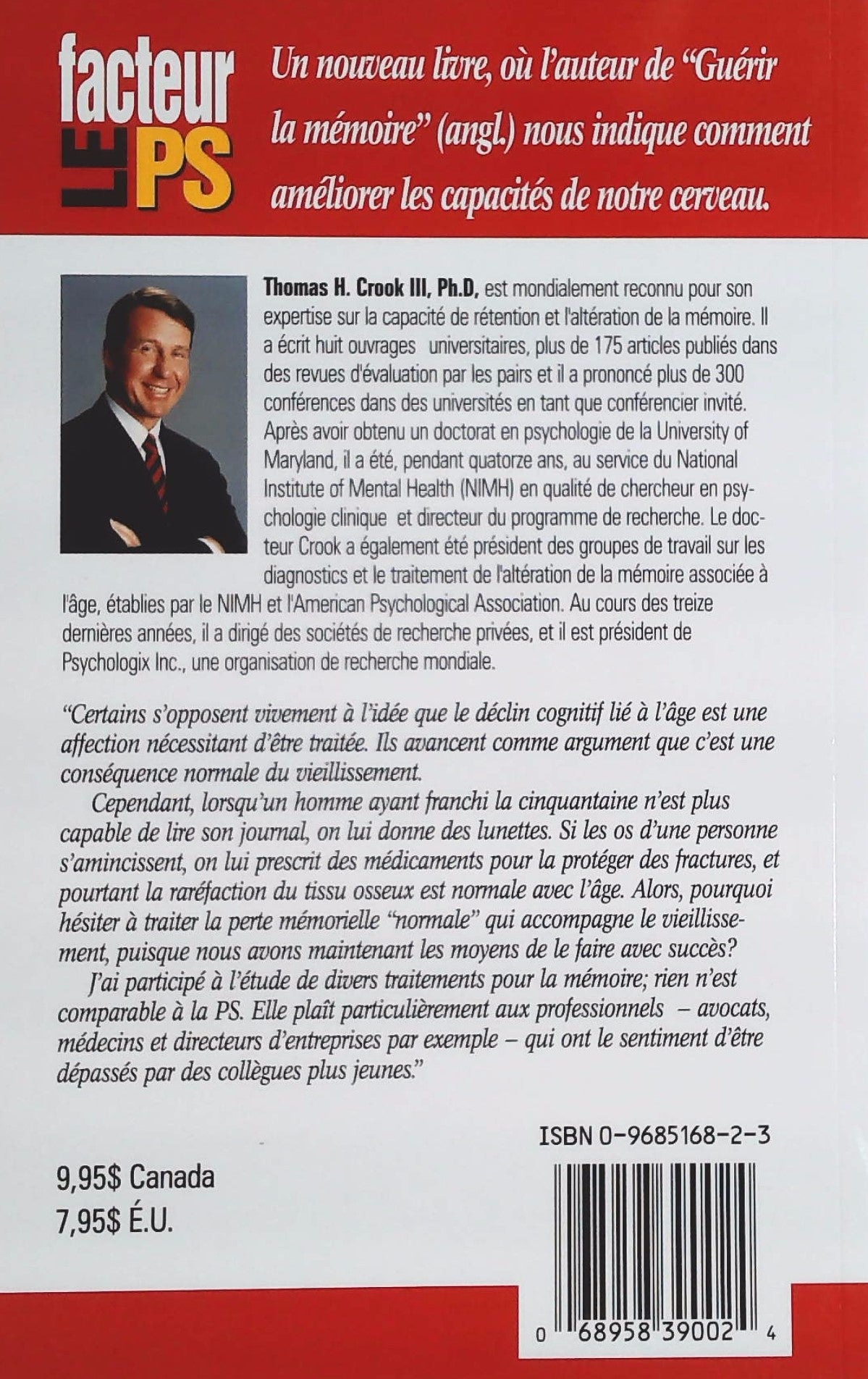 Livre Le facteur PS : Découvrez la clé de la performance mentale optimale pour la vie - Thomas Cr...