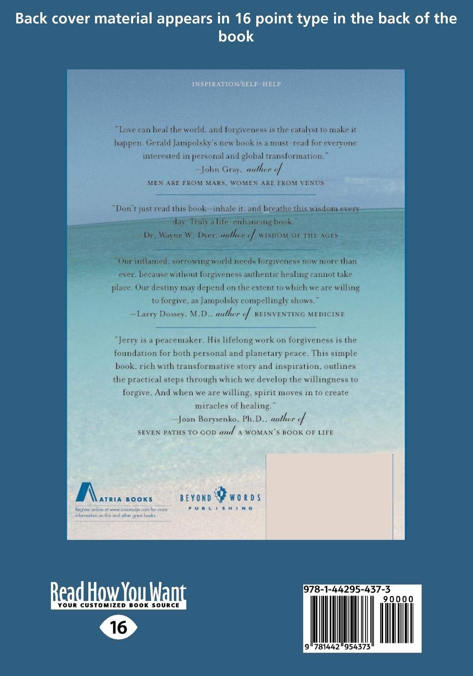 Livre Forgiveness: The Greatest Healer of All - Gerald D. Jampolsky (Livre d'occasion) - ISBN 144...