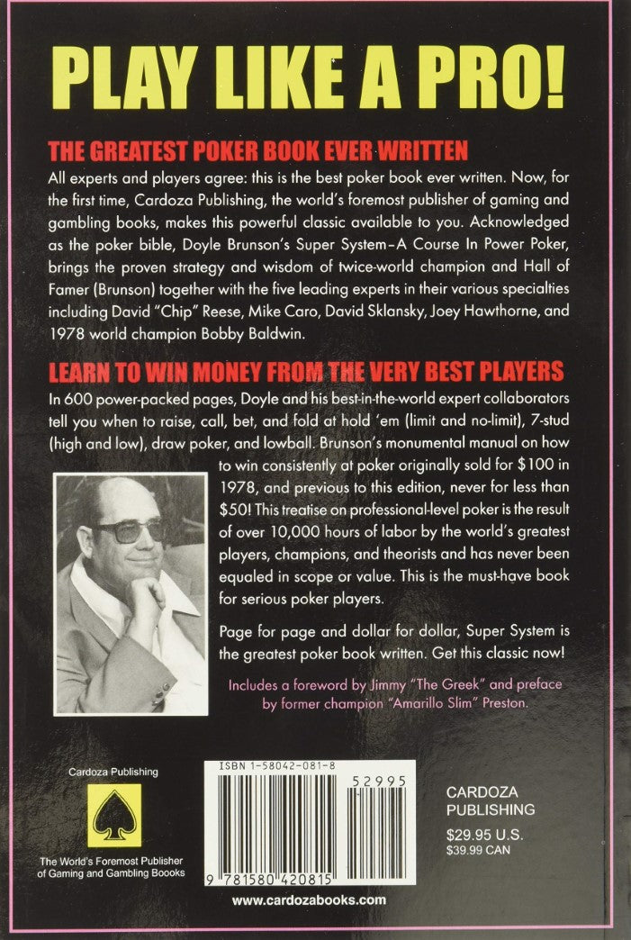 Livre Doyle Brunson's Super System - Doyle Brunson (Livre d'occasion) - ISBN 1580420818