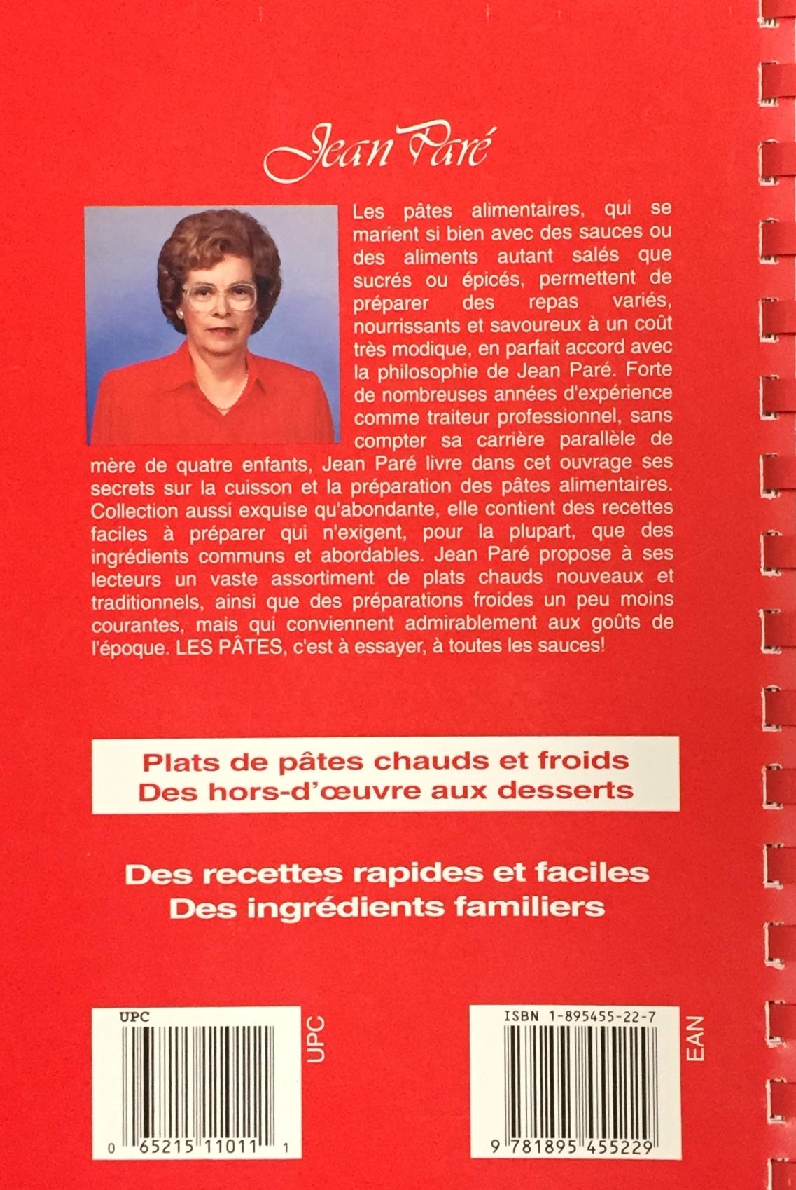 Livre Les pâtes - Jean Paré (Livre d'occasion) - ISBN 1895455227
