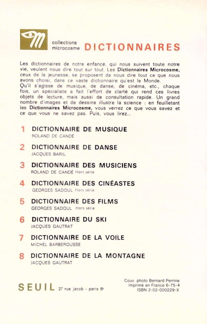 Livre Dictionnaire des musiciens - Roland De Candé (Livre d'occasion) - ISBN 202000229X
