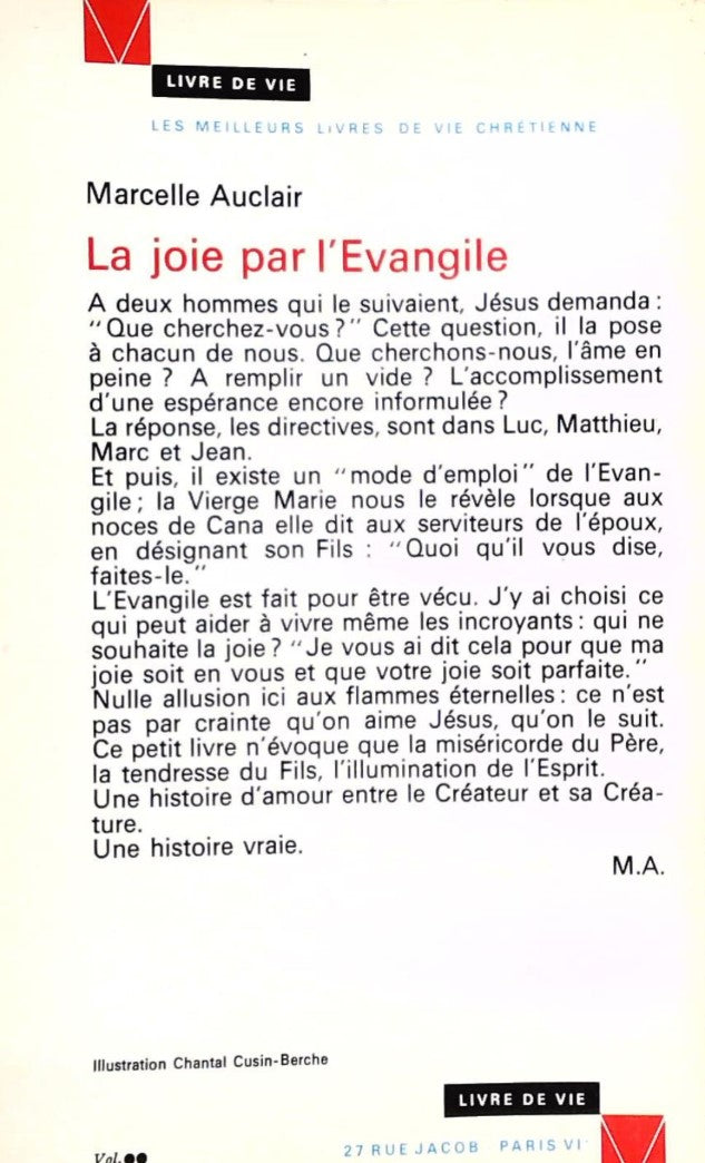 Livre La joie par l'Évangile - Marcelle Auclair (Livre d'occasion) - ISBN 2020058731