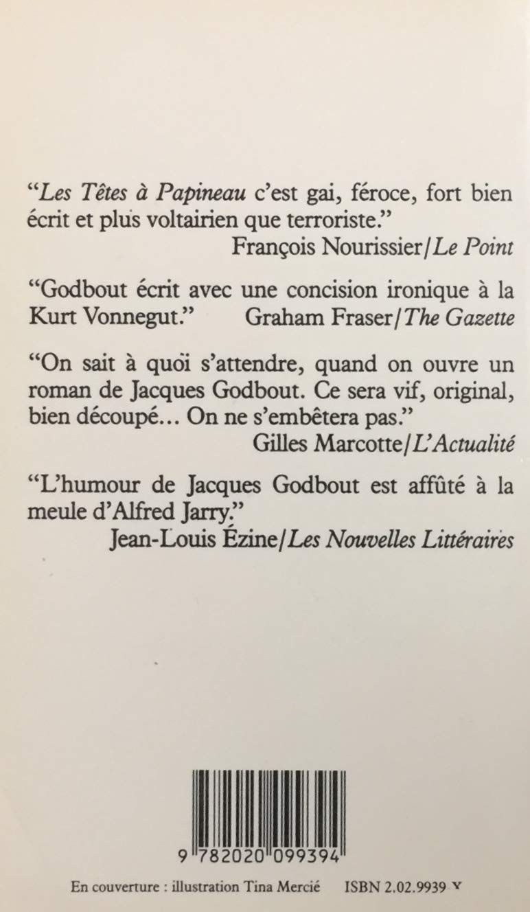 Livre Les têtes à Papineau - Jacques Godbout (Livre d'occasion) - ISBN 202009939X