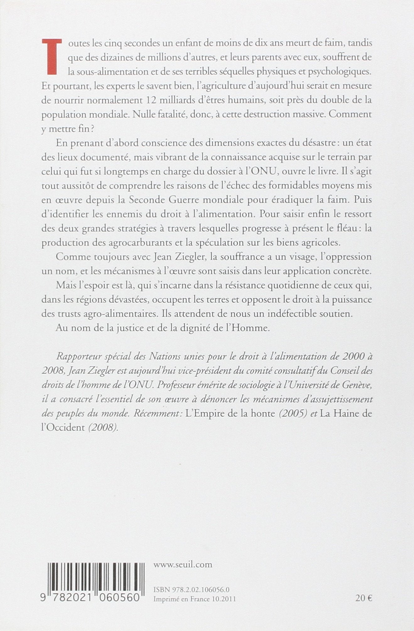 Livre Destruction massive : Géopolitique de la faim (Jean Ziegler) (Livre d'occasion) - ISBN...