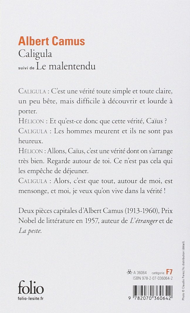 Caligula - suivi de - Le Malentendu (Albert Camus)