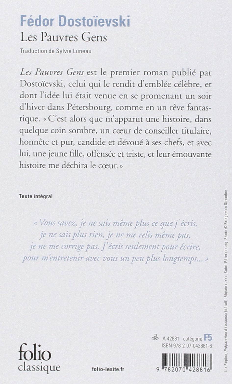 Livre Les pauvres gens - Dostroïevski (Livre d'occasion) - ISBN 2070428818