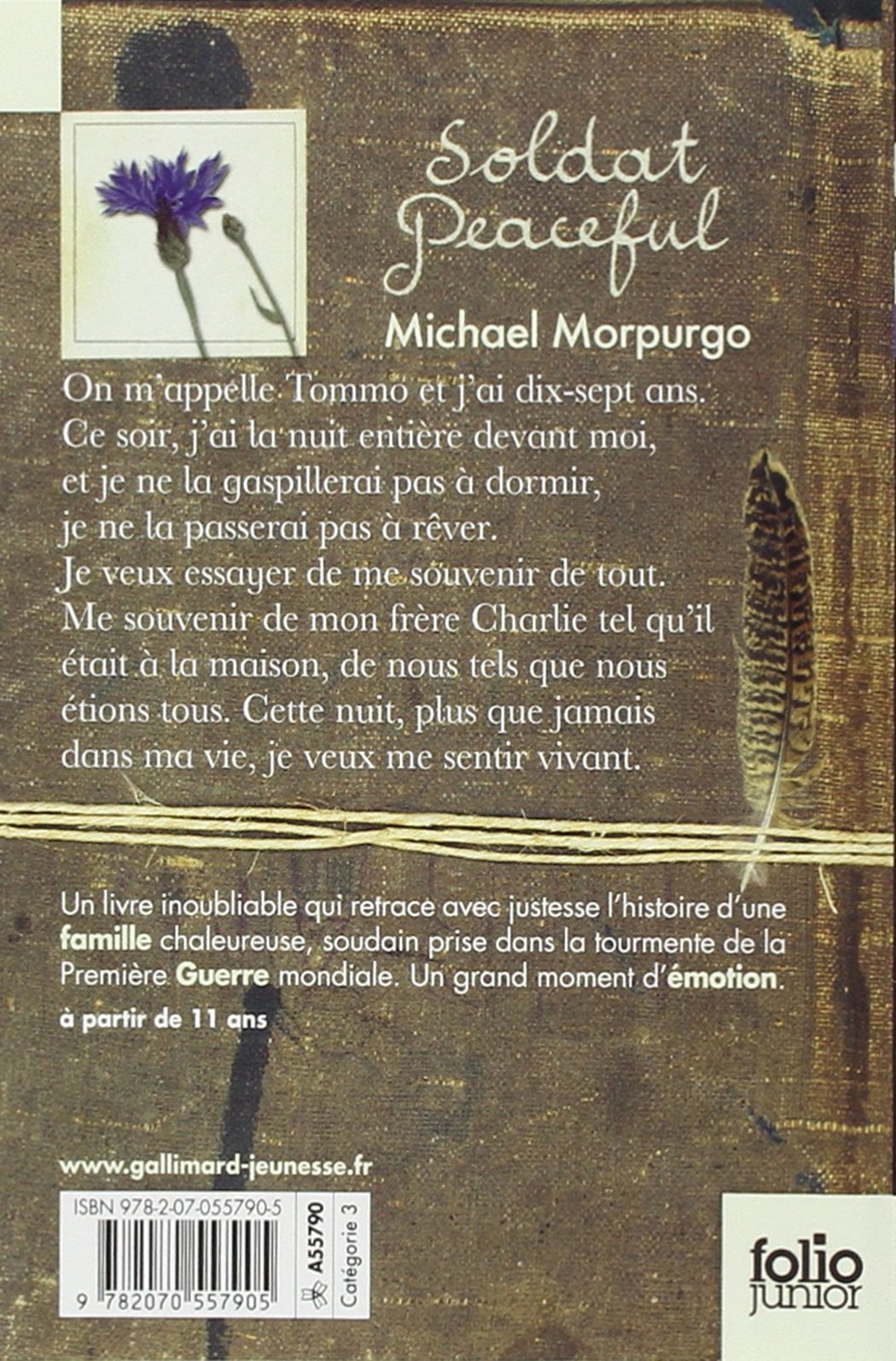Livre Soldat Peaceful - Michael Morpurgo (Livre d'occasion) - ISBN 2070557901