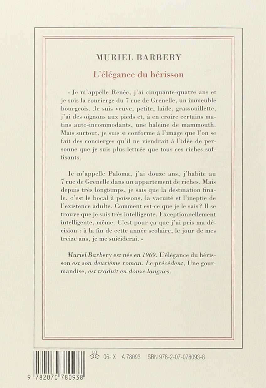 Livre L'élégance du hérisson - Muriel Barbery (Livre d'occasion) - ISBN 2070780937