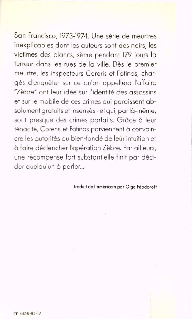 Livre Z...comme zèbre : Enquête sur six mois de crimes rituels à San Francisco - Clark Howard (Li...