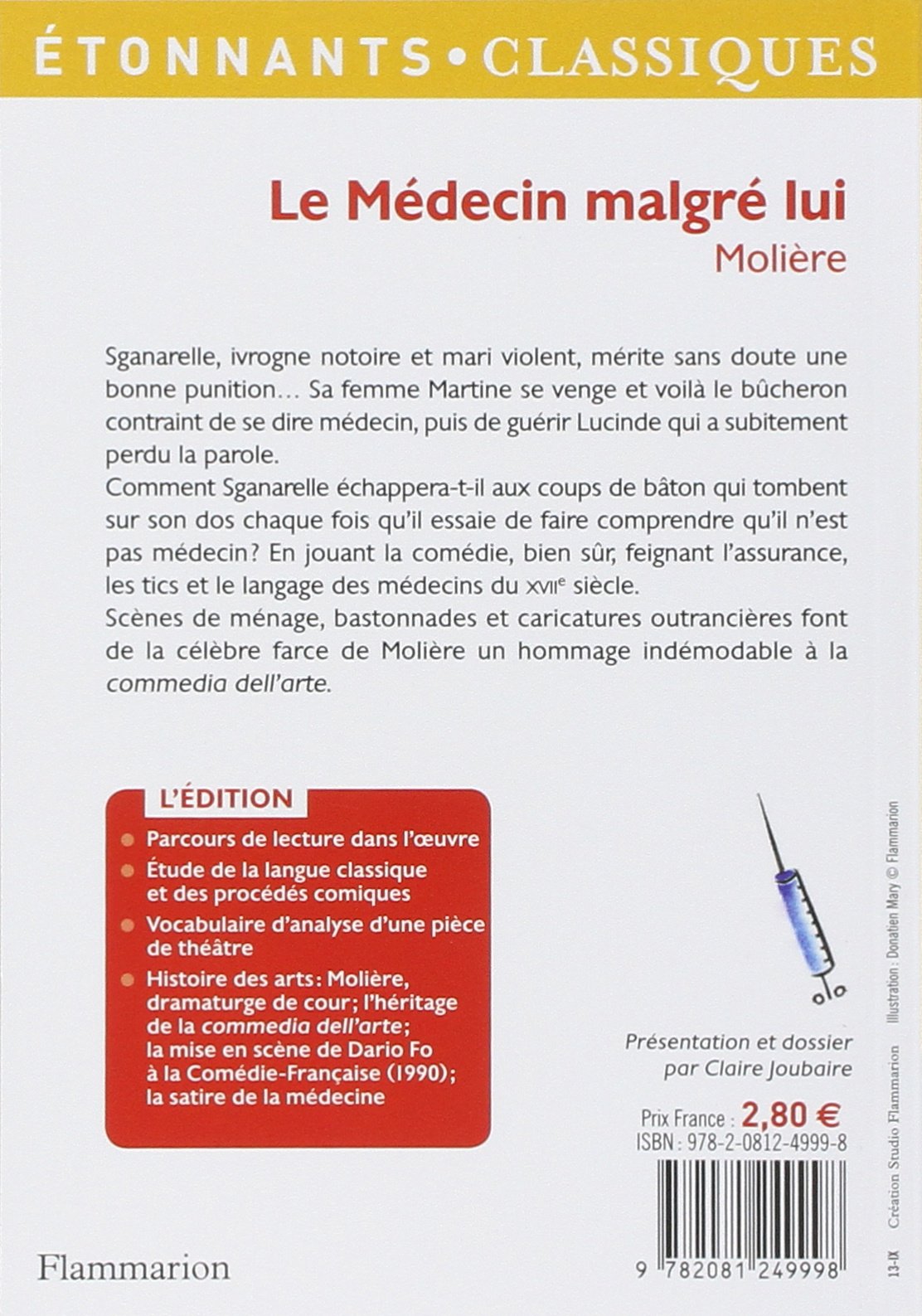 Livre Médecin malgré lui - Molière (Livre neuf) - ISBN 2081249995