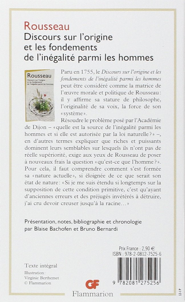 Livre Discours sur les origines et les fondements de l'inégalité parmi les hommes (Jean-Jacques...