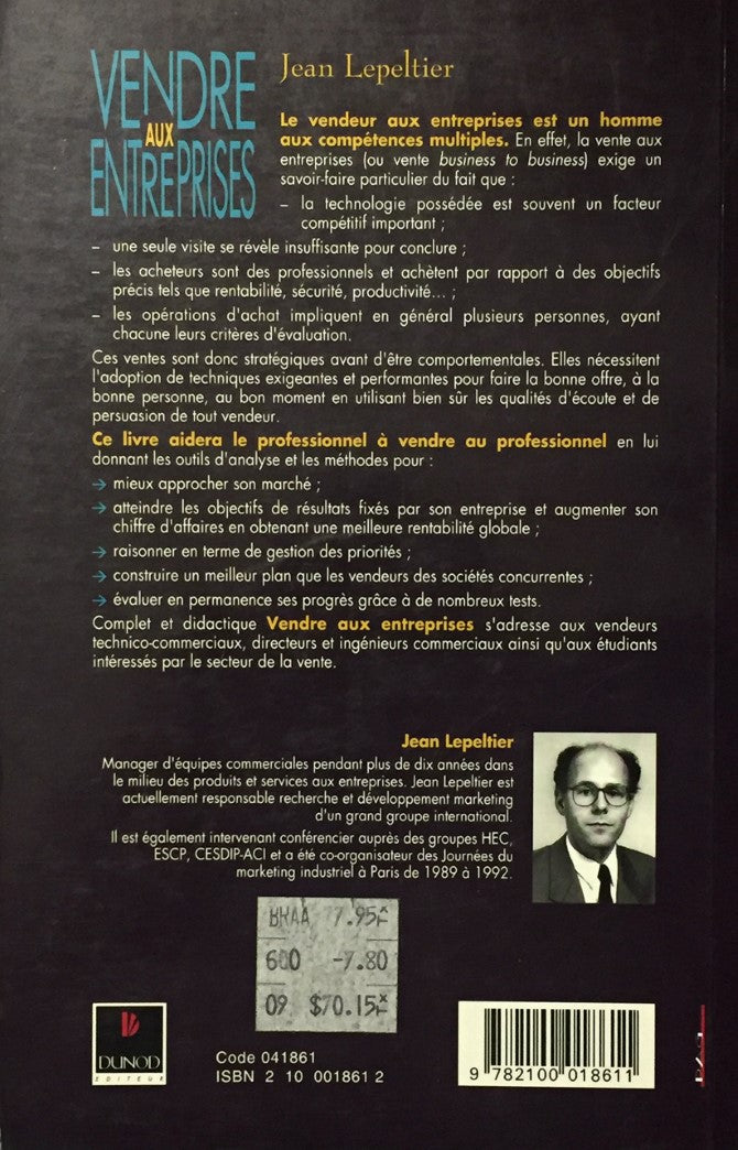 Livre Vendre aux entreprises - Jean Lepeltier (Livre d'occasion) - ISBN 2100018612