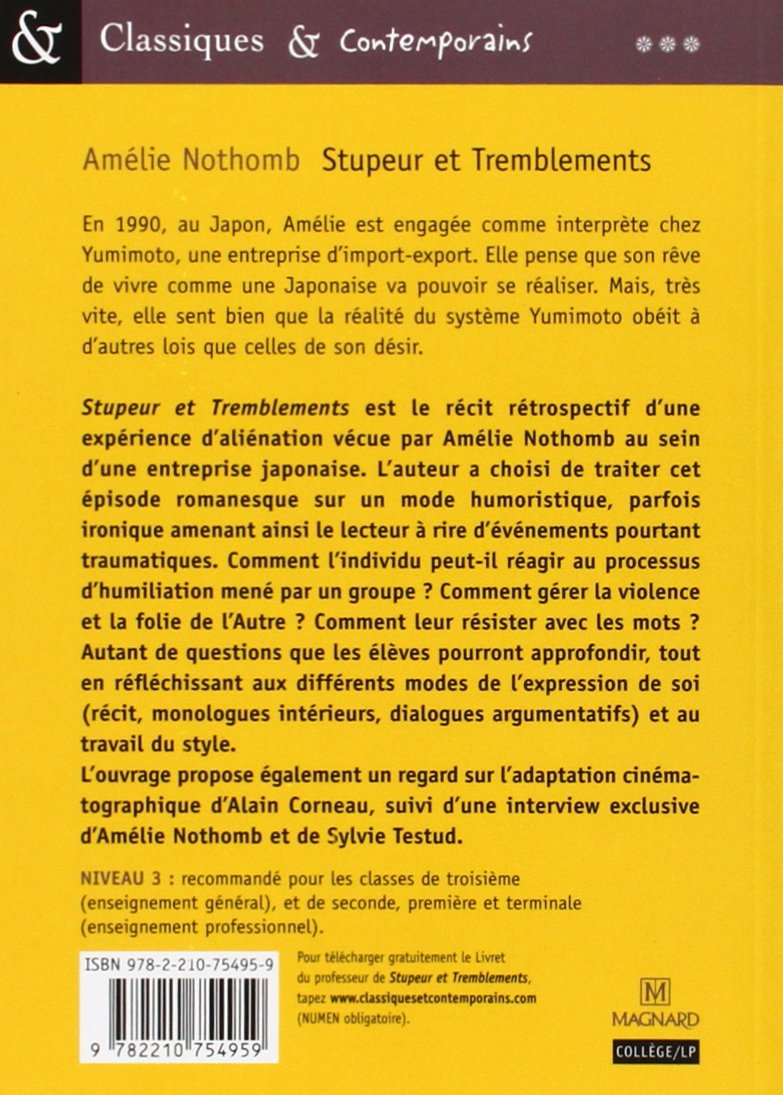Livre Classiques & Contemporains # 84 : Stupeur et tremblements (Amélie Nothomb) (Livre...