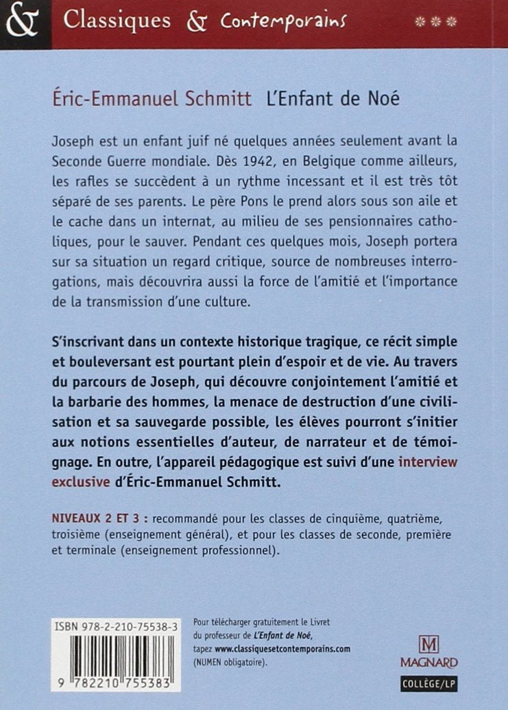 Livre Classiques & Contemporains # 109 : L'enfant de Noé (Eric-Emmanuel Schmitt) (Livre...