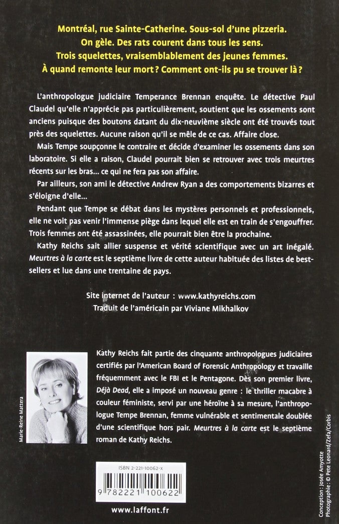 Livre Meurtres à la carte (Kathy Reichs) (Livre d'occasion) - ISBN 222110062X