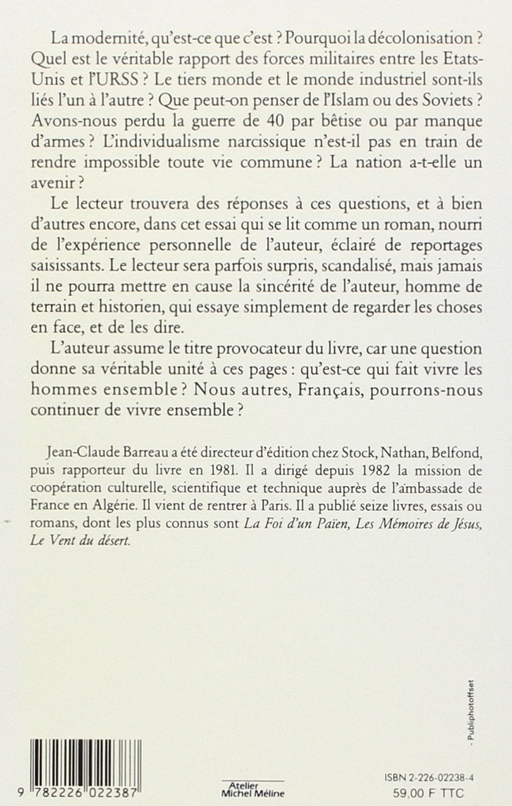 Livre Que vive la France - Claude Barreau (Livre d'occasion) - ISBN 2226022384