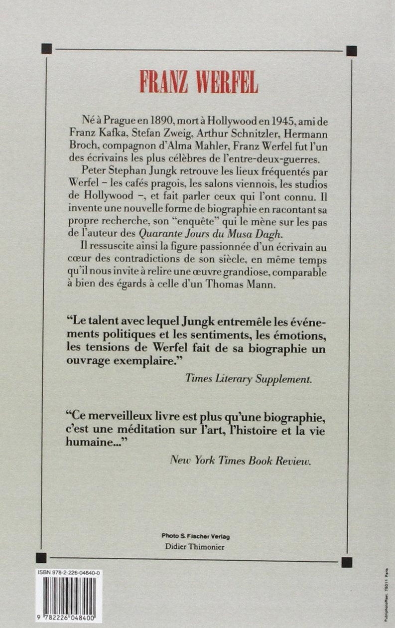 Livre Franz Werfel : une vie de Prague à Hollywood - Peter Stephan Jungk (Livre d'occasion) - ISB...