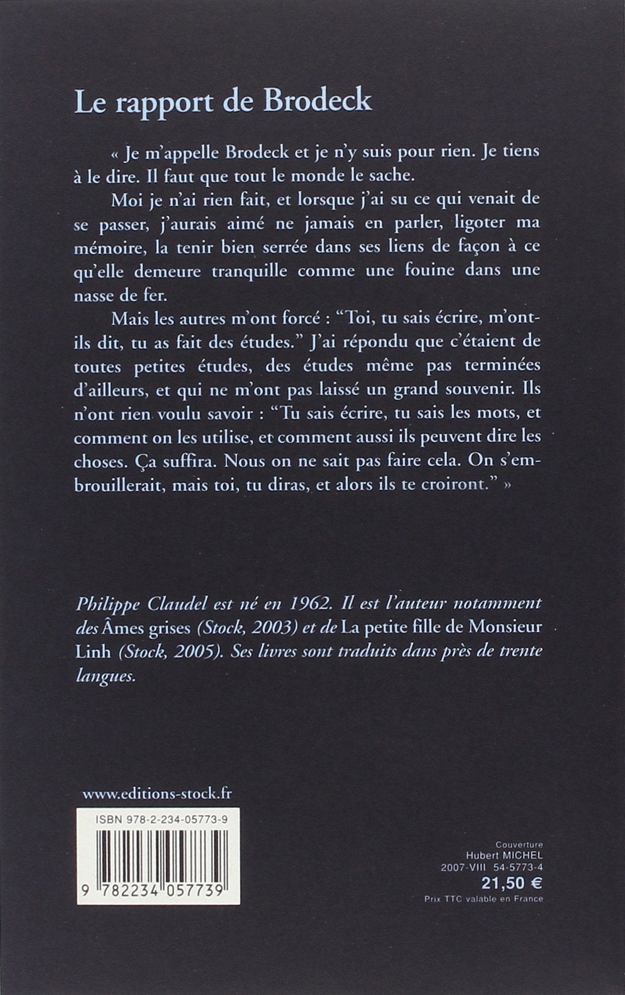 Livre Le rapport de Brodeck (Philippe Claudel) (Livre neuf) - ISBN 2234057736