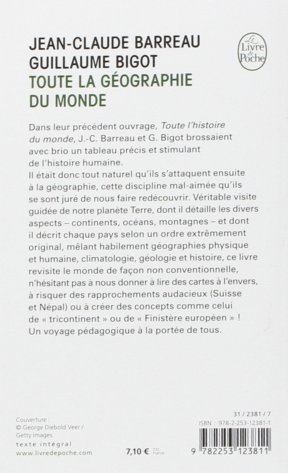 Livre Toute la géographie du monde (Jean-Claude Barreau, Guillaume Bigot) (Livre d'occasion) -...
