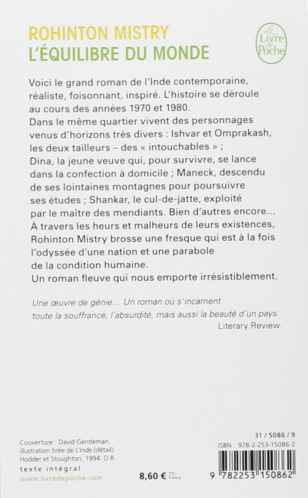 Livre L'équilibre du monde - Rohinton Mistry (Livre d'occasion) - ISBN 225315086X