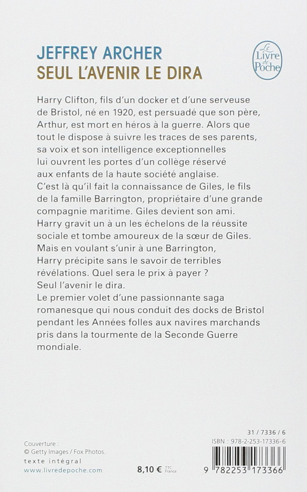 Livre Seul l'avenir le dira - Jeffrey Archer (Livre d'occasion) - ISBN 2253173363