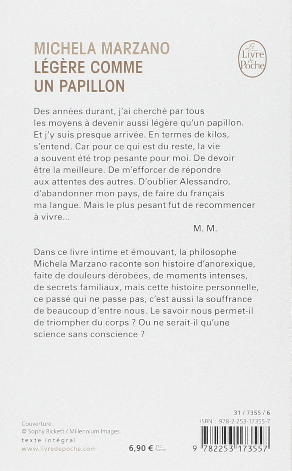 Livre Légère comme un papillon - Michela Marzano (Livre d'occasion) - ISBN 225317355X