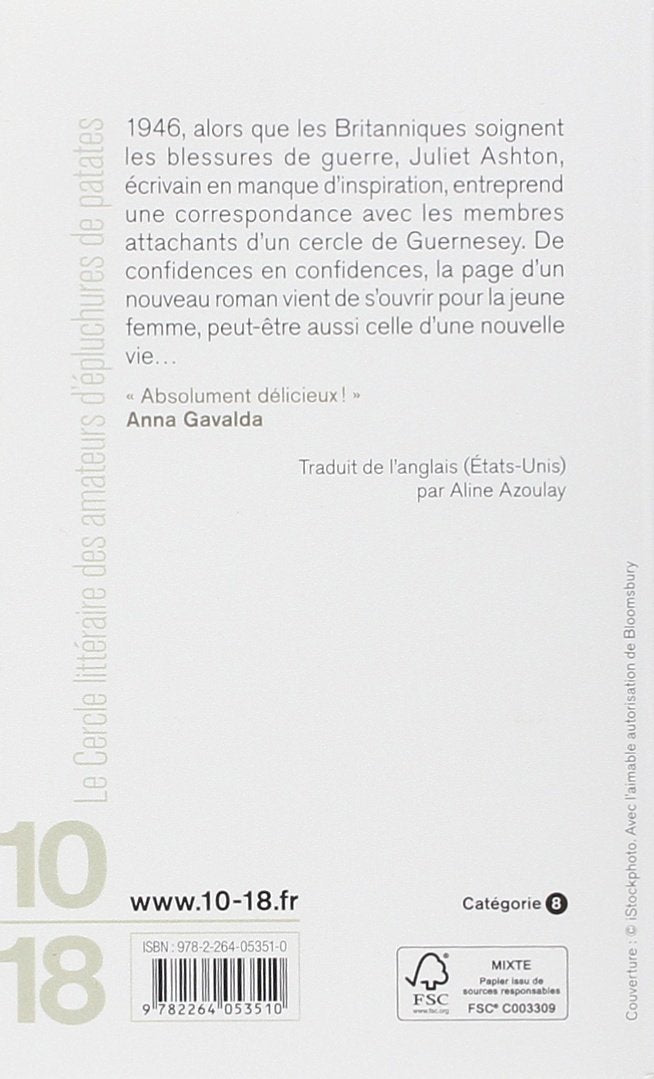 Livre Le cercle littéraire des amateurs d'épluchures de patates (Mary Ann Shaffer, Annie...