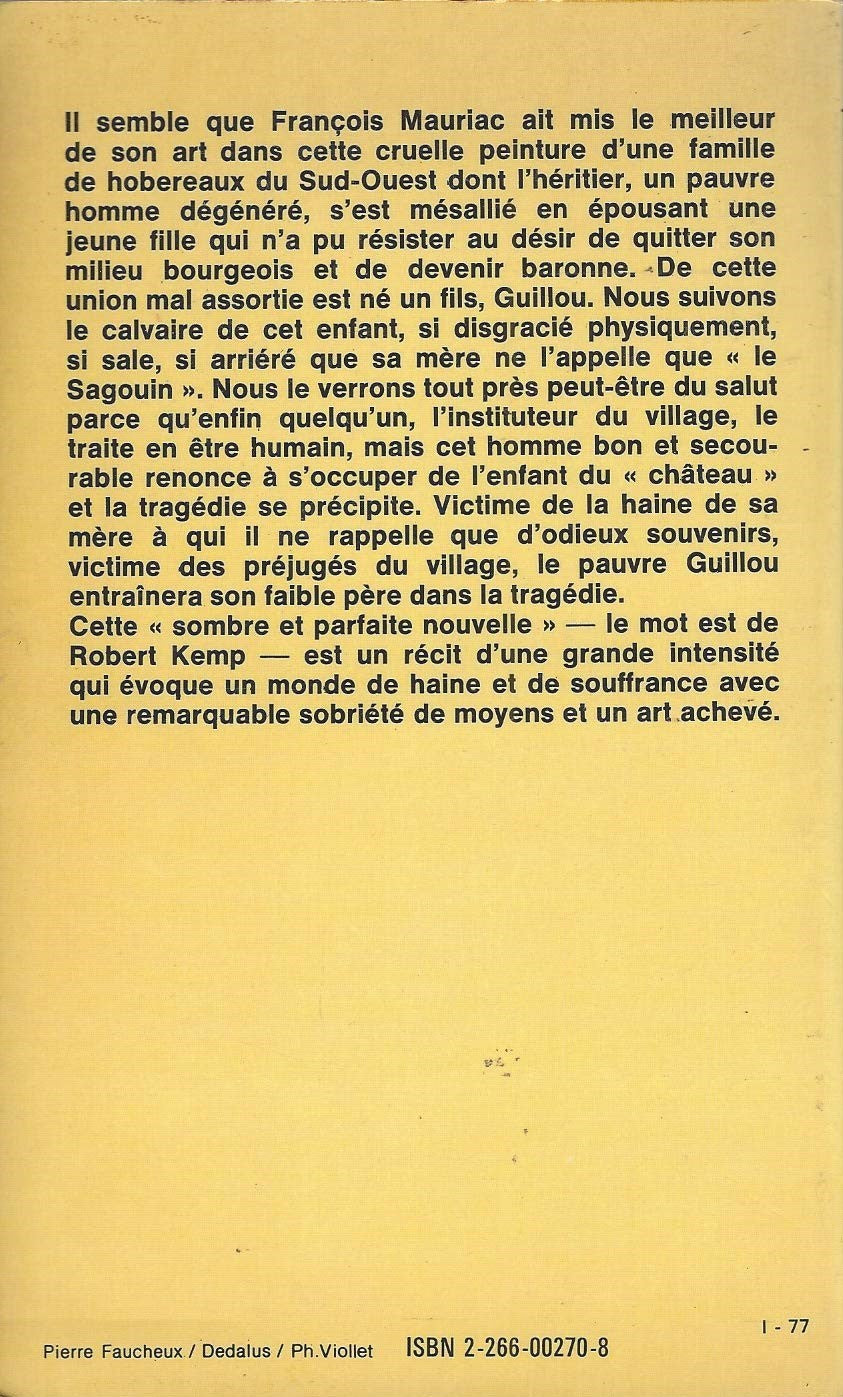 Livre Le sagouin - François Mauriac (Livre d'occasion) - ISBN 2266002708