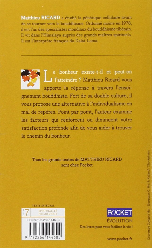 Livre Plaidoyer pour le bonheur - Matthieu Ricard (Livre d'occasion) - ISBN 226614460X