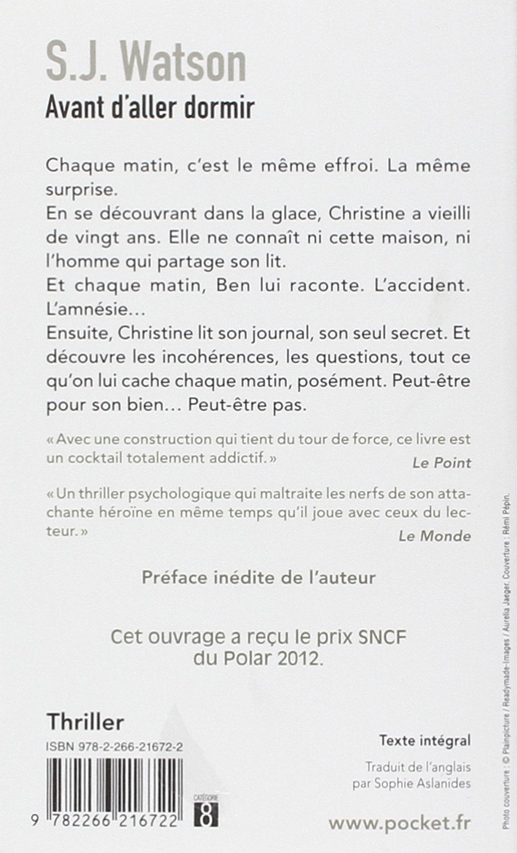 Livre Avant d'aller dormir - Steve J. Watson (Livre d'occasion) - ISBN 2266216724