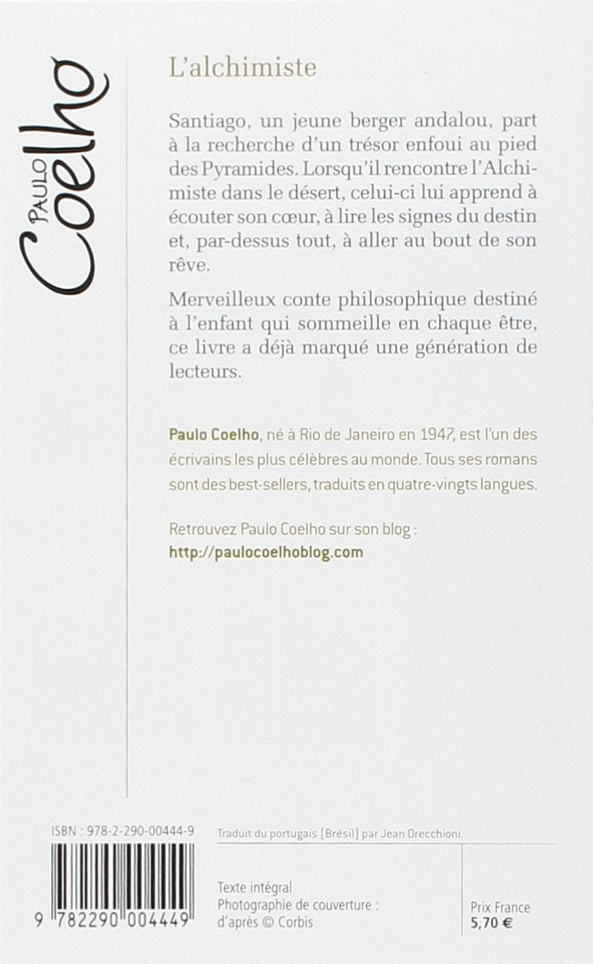 Livre L'alchimiste - Paulo Coelho (Livre d'occasion) - ISBN 2290004448