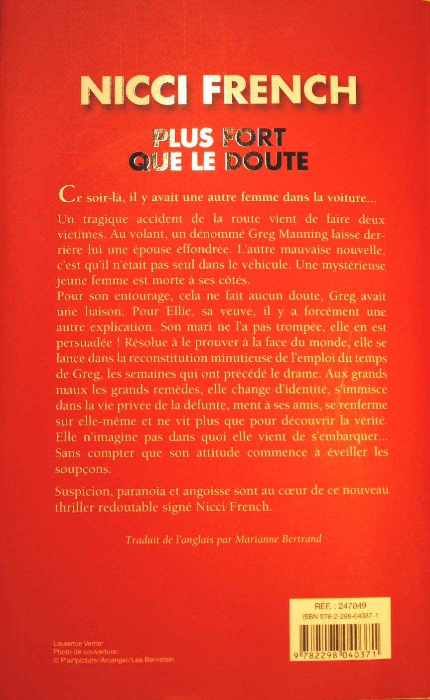 Livre Plus fort que le doute - Nicci French (Livre d'occasion) - ISBN 2298040370