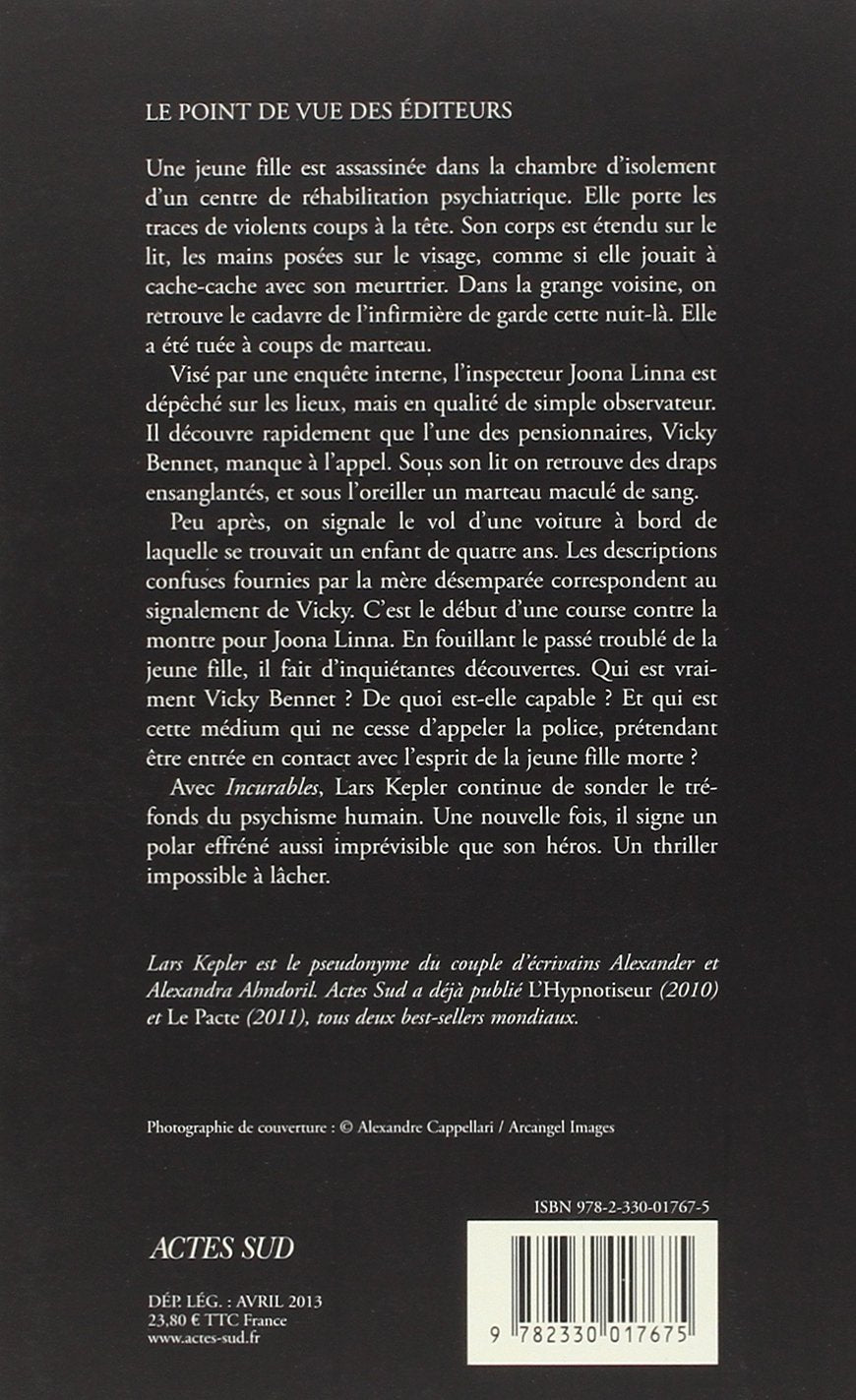Livre Incurables - Lars Kepler (Livre d'occasion) - ISBN 2330017677