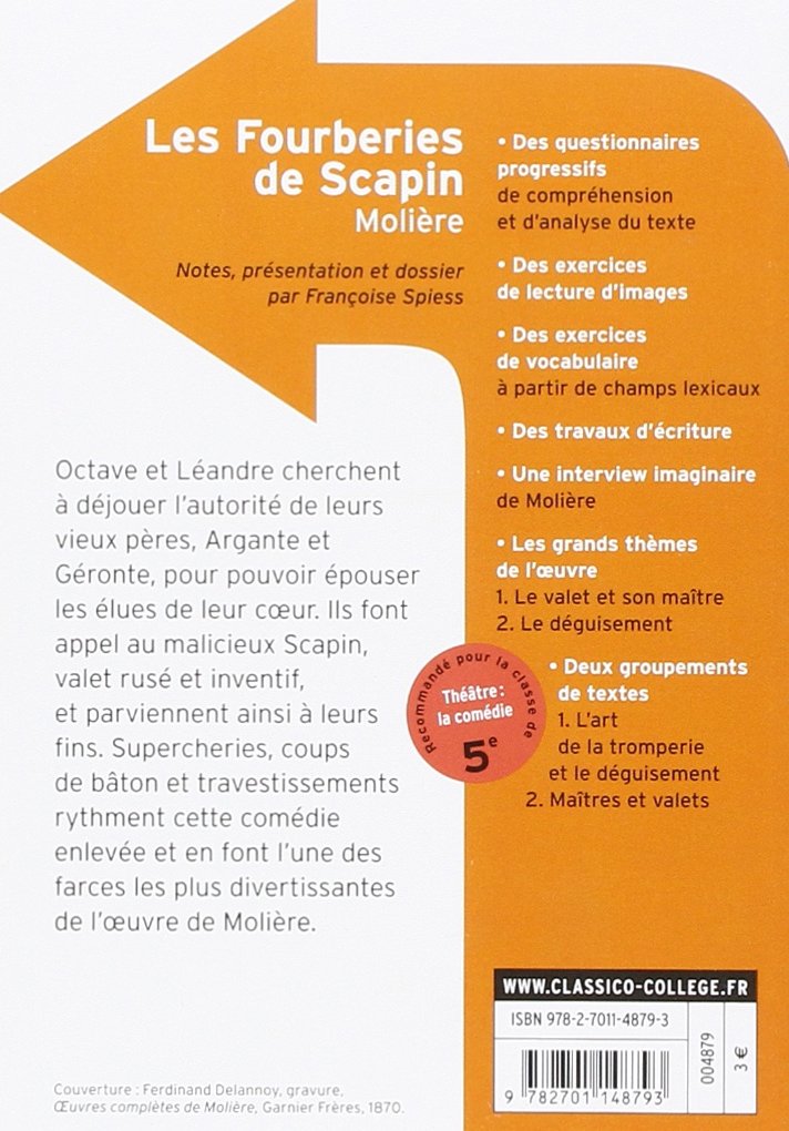 Livre Les fourberies de Scapin - Molière (Livre d'occasion) - ISBN 2701148790