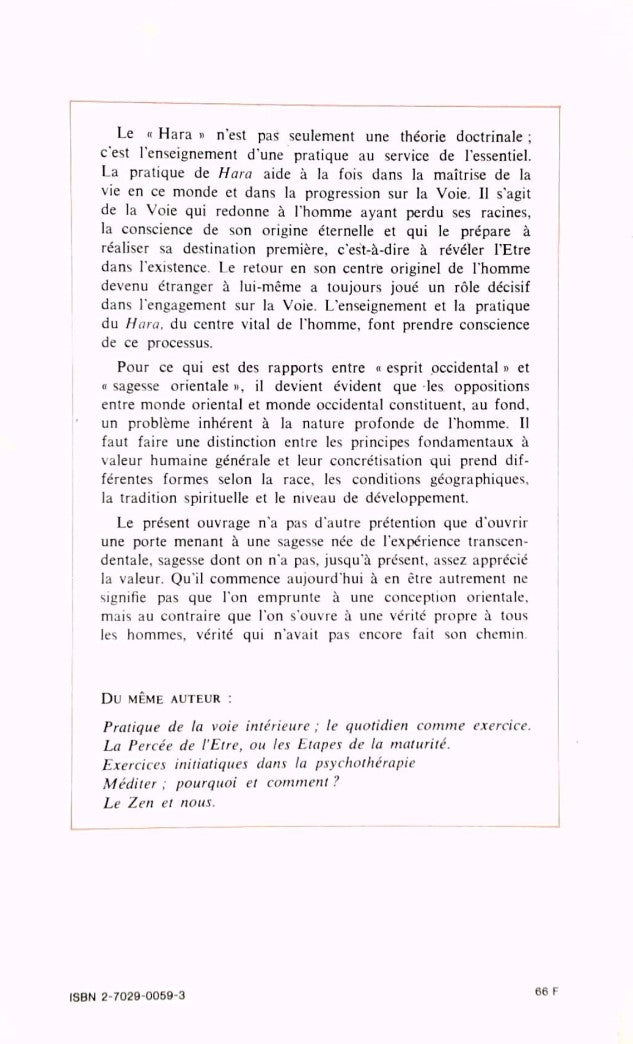 Livre Hara : Centre vital de l'homme - Karlfried Graf Dürckheim (Livre d'occasion) - ISBN 2702900593