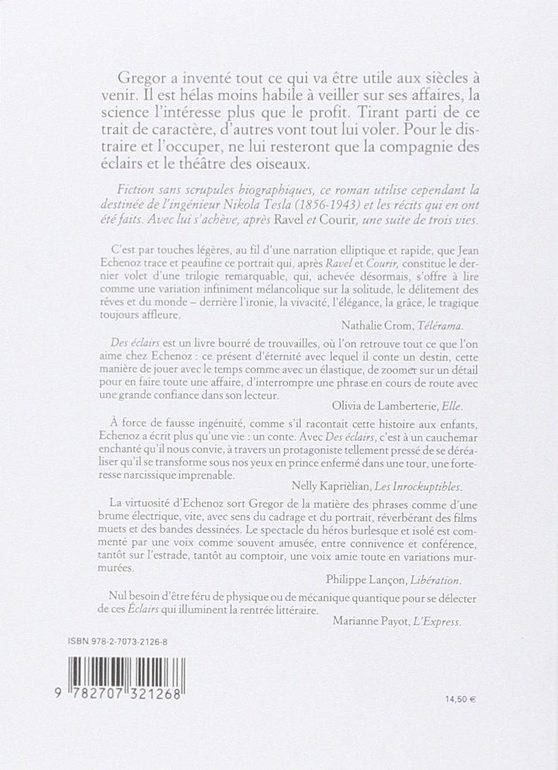 Livre Des éclairs - Jean Echenoz (Livre d'occasion) - ISBN 2707321265