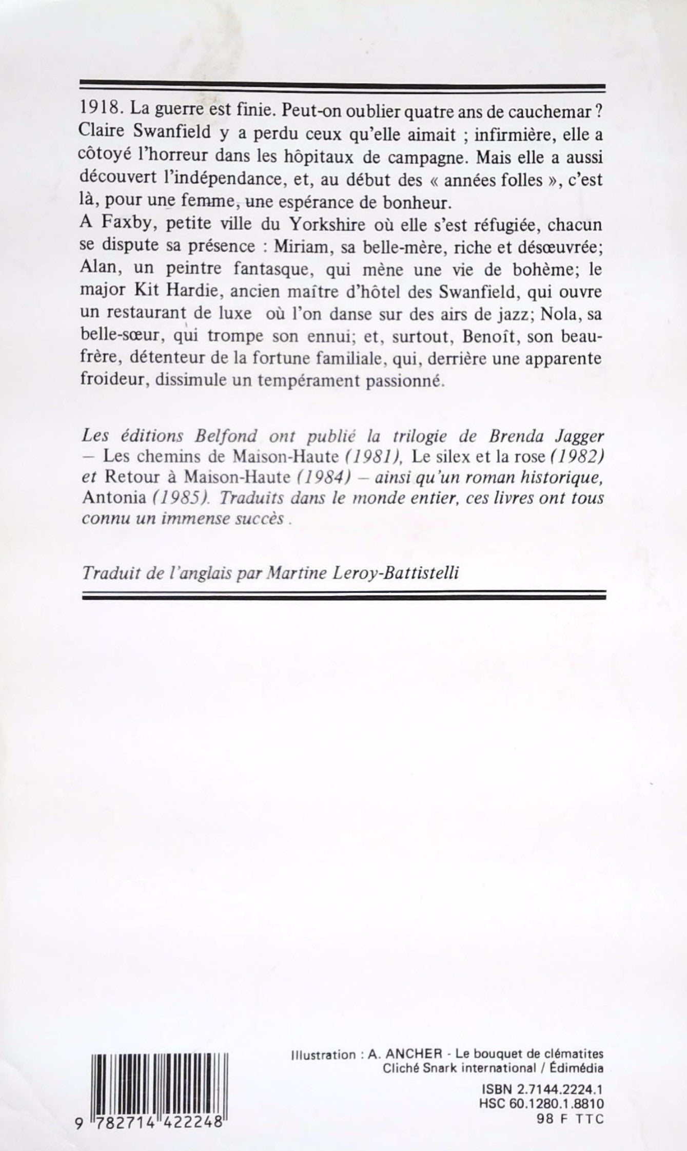 Livre La chambre bleue - Brenda Jagger (Livre d'occasion) - ISBN 2714422241