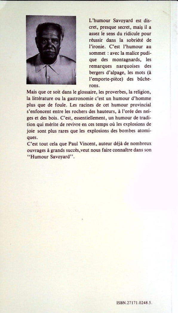 Livre L'humour Savoyard - Paul Vincent (Livre d'occasion) - ISBN 2717102485