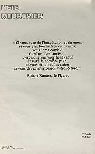 Livre L'été meurtrier - Sébastien Japrisot (Livre d'occasion) - ISBN 2724203070