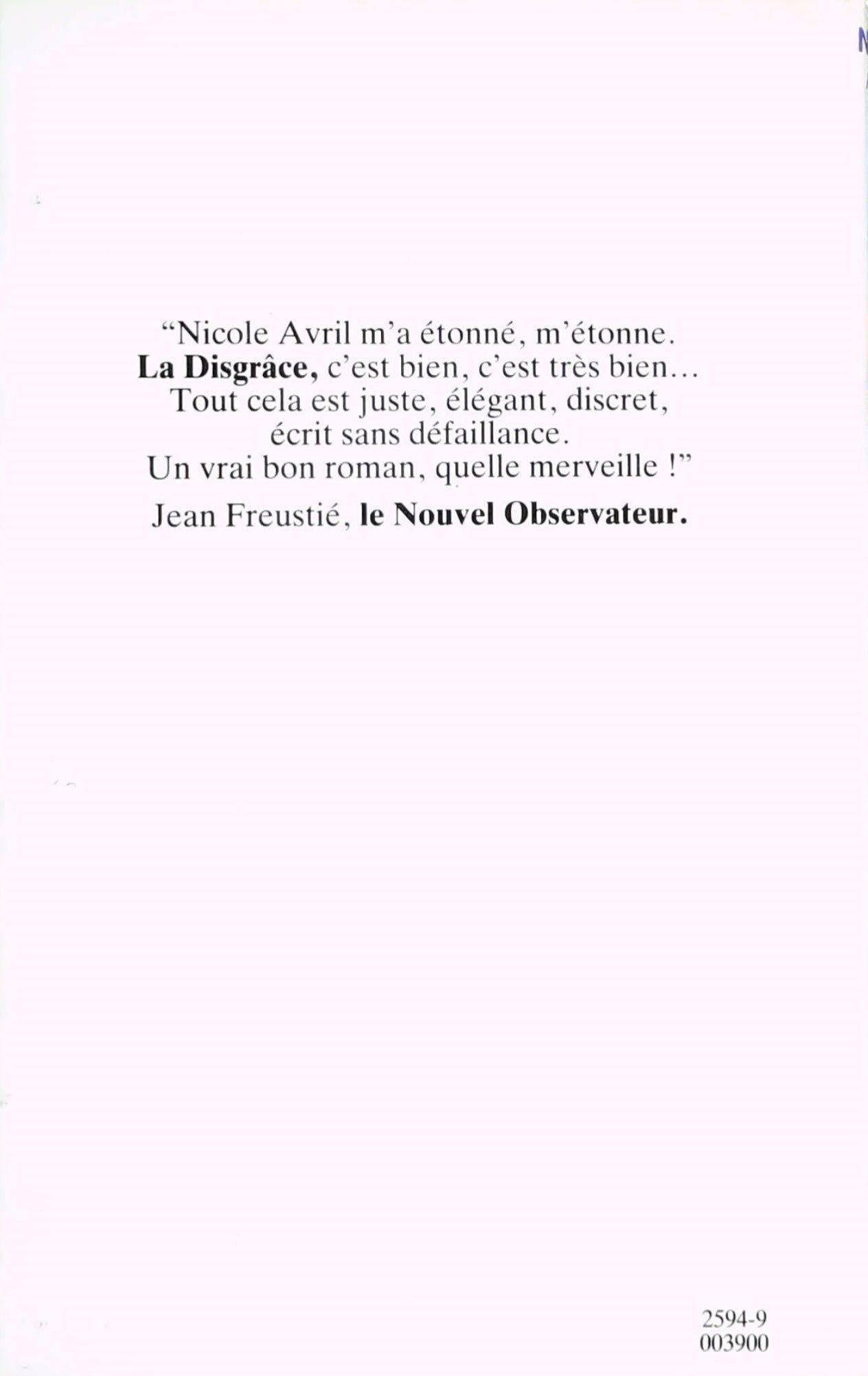 Livre La disgrace - Nicole Avril (Livre d'occasion) - ISBN 2724210557